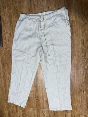 Toscana Men’s 100% Linen Pants Beige SZ XL Resort Beach